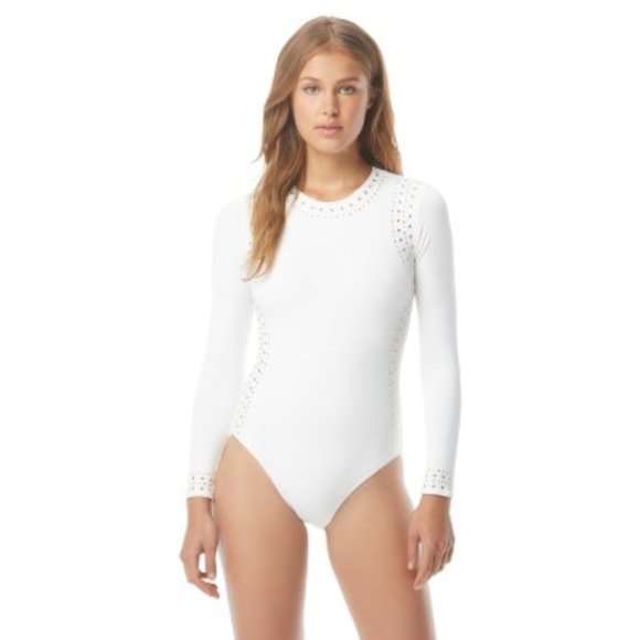 Michael Kors Other - Michael Kors Studded Rashguard Swimsuit White 10 8 Michael Kors Other - Michael Kors Studded Rashguard Swimsuit White 10 8